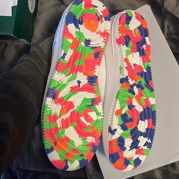 CUSTOM✨ 💗💙🧡💚colorful Air Force 1’s Sz 7Y 💗💙🧡💚💚🧡💙💗 ‘Drawing’ 💚🧡💙💗 - Picture 3 of 7